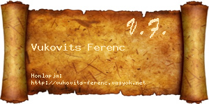 Vukovits Ferenc névjegykártya